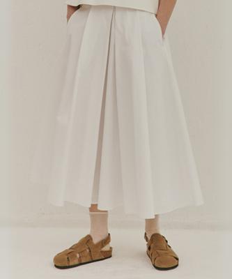 Okuka Cotton Full Skirt - White