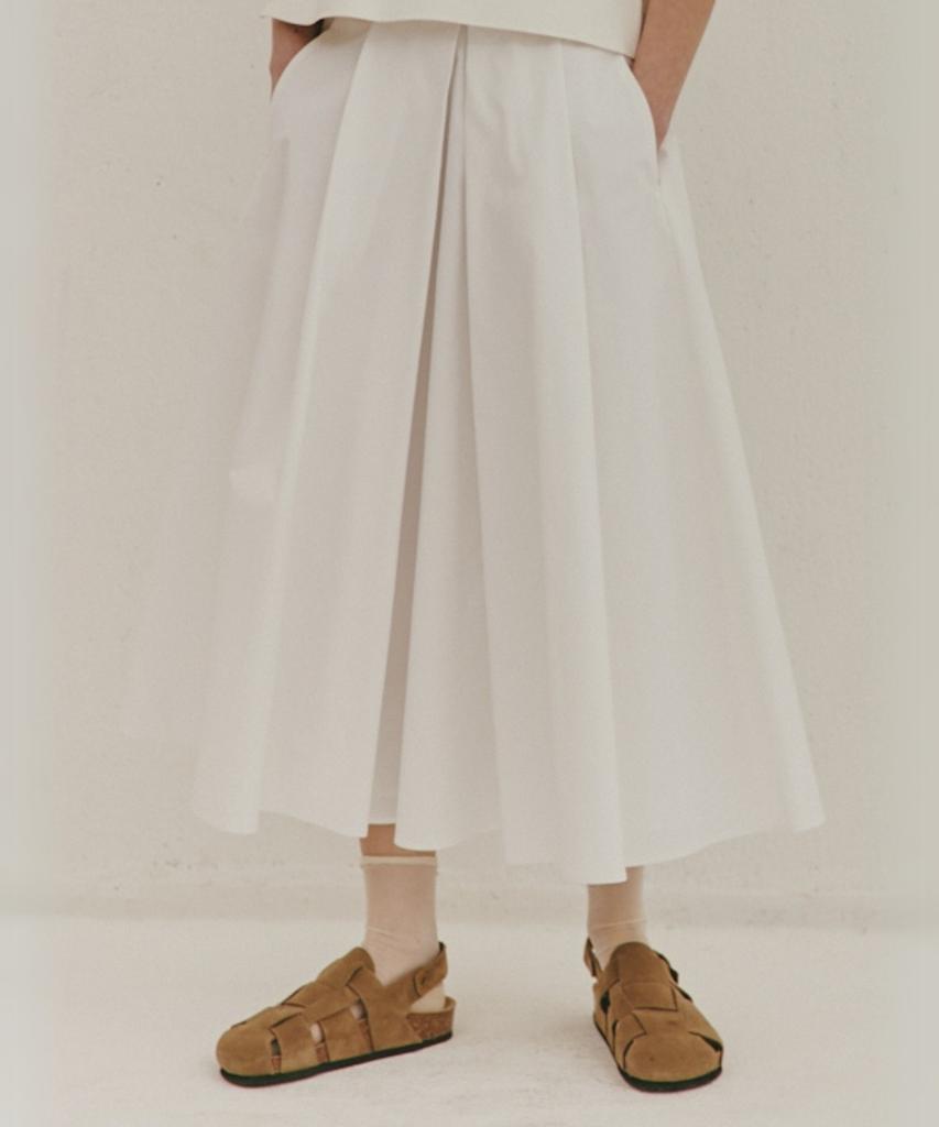 Okuka Cotton Full Skirt - White
