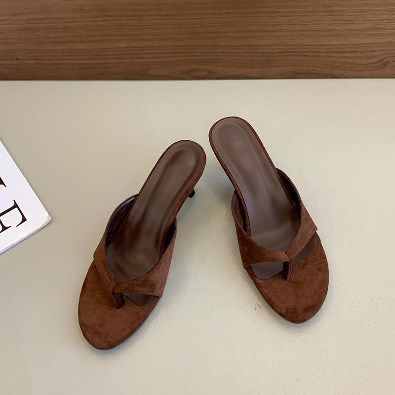 

Французские пасторальные женские шлепанцы с открытым носком, новые летние 2025 года, нежные и простые, с мягкой подошвой, пляжные, с узлом, прохладные 40 коричневый