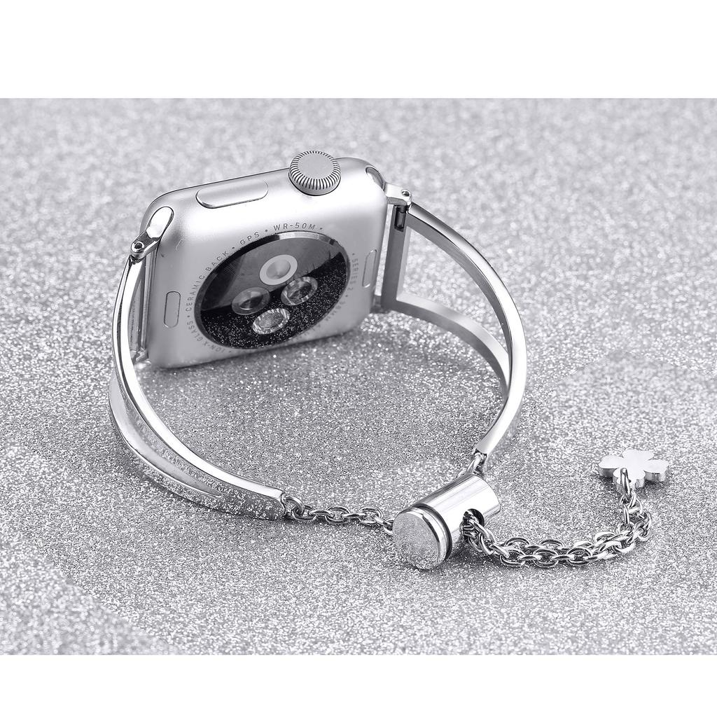 Keepwin Women Classic 304 Stainless Steel Watch Strap Bracelet Diamond Watch Band for Apple IWatch 1 2 3 4 5 6 7 8 9 SE
