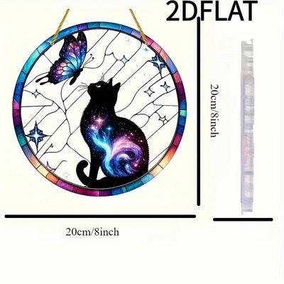 Galaxie Katze & Schmetterling Sonnenfänger. Acryl gebeizte Dekoration für Veranda, Garten, Büro. Ein perfektes Geschenk.