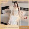 Spring & Autumn Women's Ice Silk Mesh Two-Piece Pajama Set - French-Style Sexy Nightdress