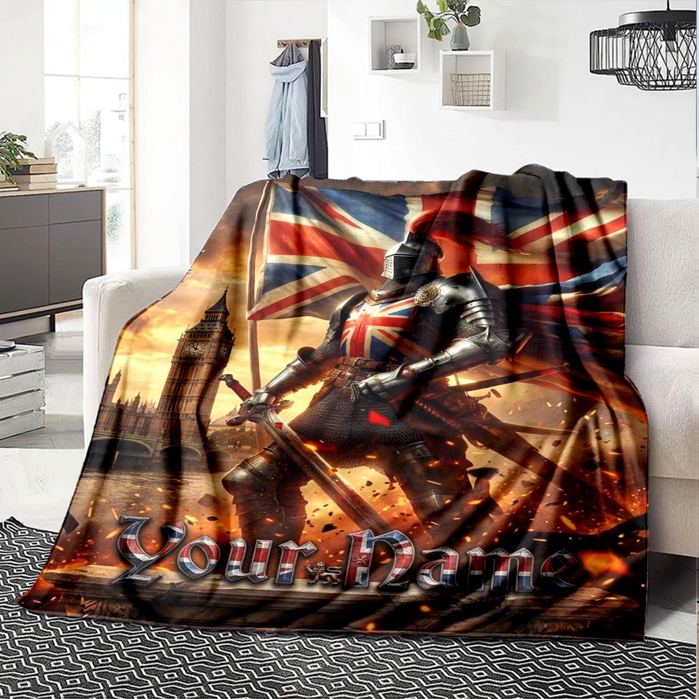 Name Custom Epic Knight Print Flannel Blanket High Quality Warm Comfortable Cover for All Seasons Perfect for Gifts Home Decor