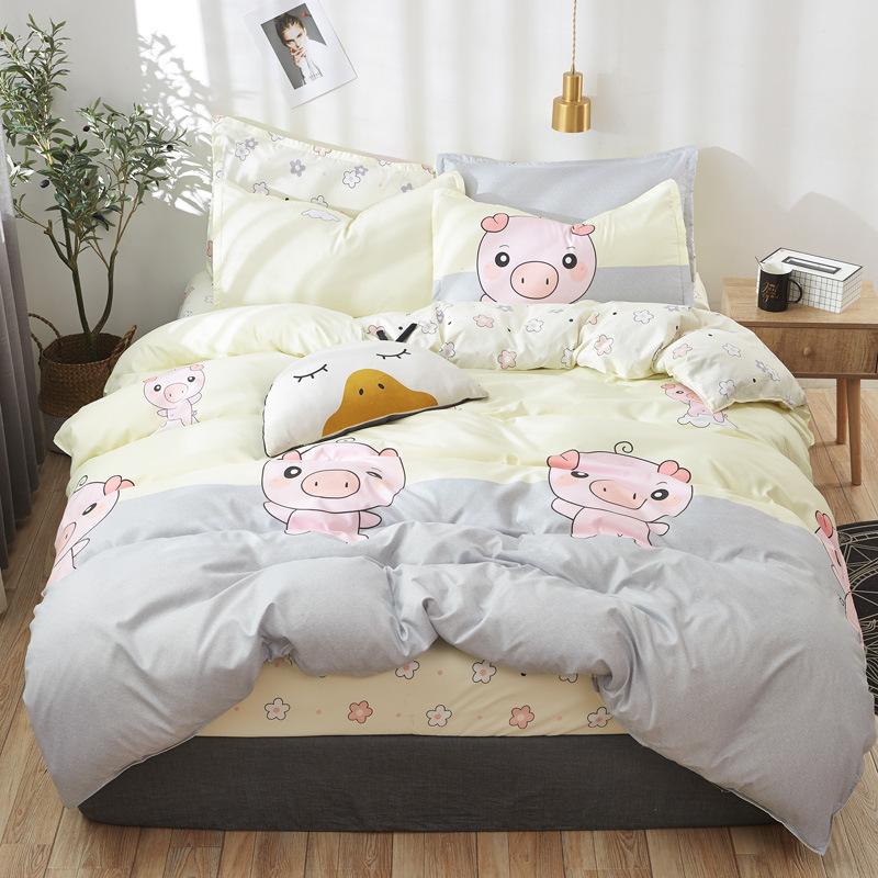Flower Comforter Bedding Set Simple Pink Bed Linens Bed Linings Queen Duvet Cover Bed Sheet And Pillowcase King Size For Girls