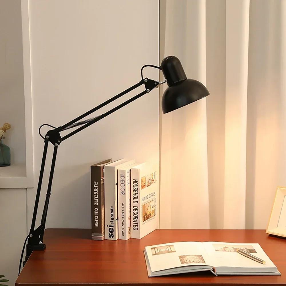 

Foldable Desk Lamp Clip on Light Telescopic Eye Protection Retro Bedroom Office Computer Table Lamp Home Decor for E27 Bulb S