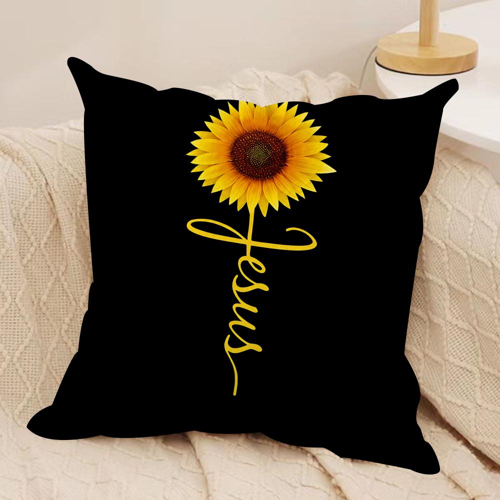 Simple Stylish Sunflower Cushion Cover Square Pillow Bedroom Sofa Leisure Comfort Living Room Home Decoration X
