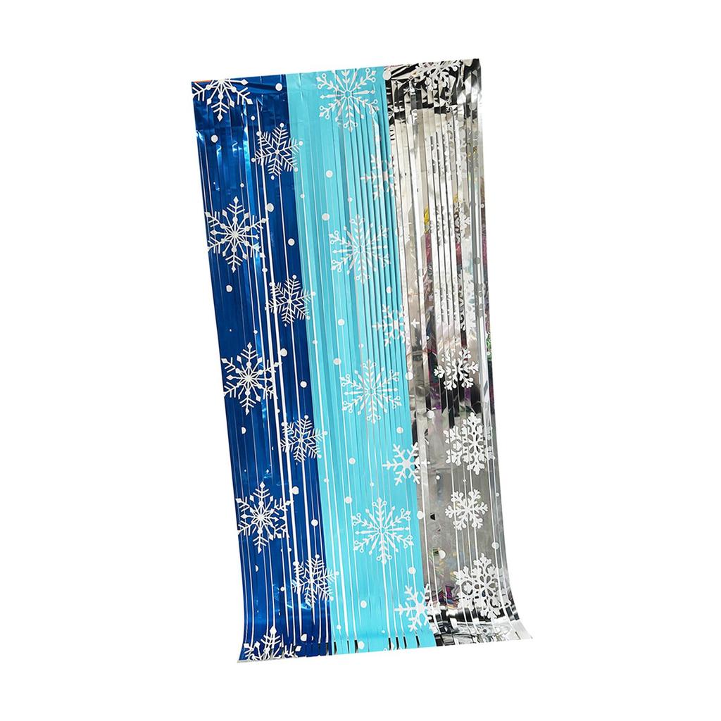 Christmas Snowflake Pattern Fringe Curtain Photo Prop for Holiday Gatherings Quick Setup Accessories 2MX1M Party Decoration