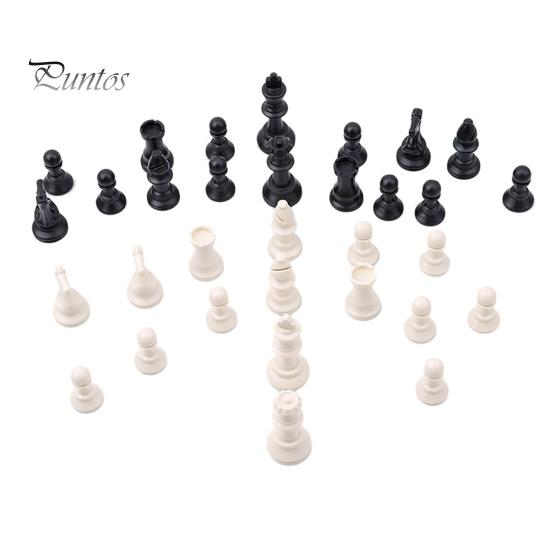 32Pcs/Set Black & White Plastic Medieval Chess Pieces Game Chessmen 65/75/95mm