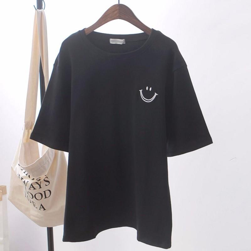T Shirt Women Summer Loose Fit Cotton Blend Short Sleeve Casual Top For Students