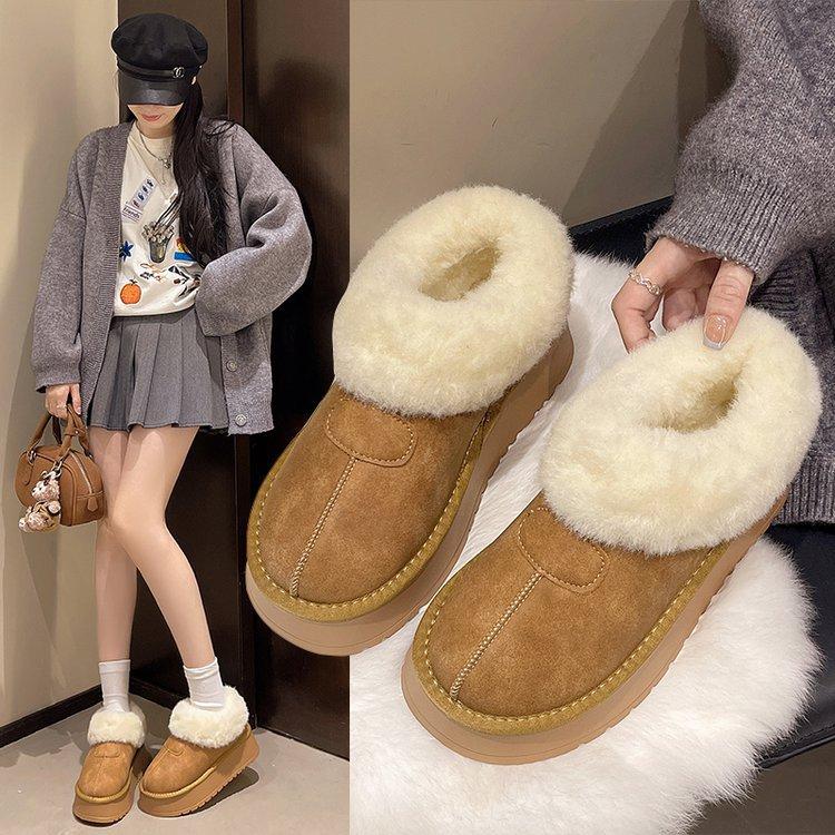 Waterproof and Non-slip Thick-soled Heightening Snow Boots Women's 2025 New Winter Piled Thickened Bread Cotton Shoes Mao Mao Shoes