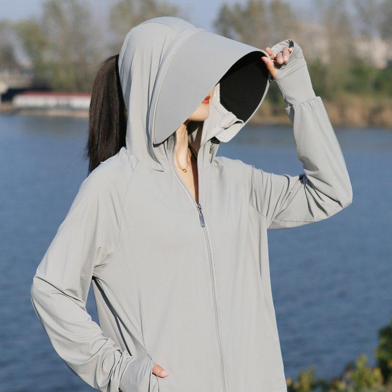 Sunscreen Clothing Women's 1011 New Large Brim Summer Ice Silk Skin Clothing Jacket Light and Breathable Loose Sunscreen Clothing