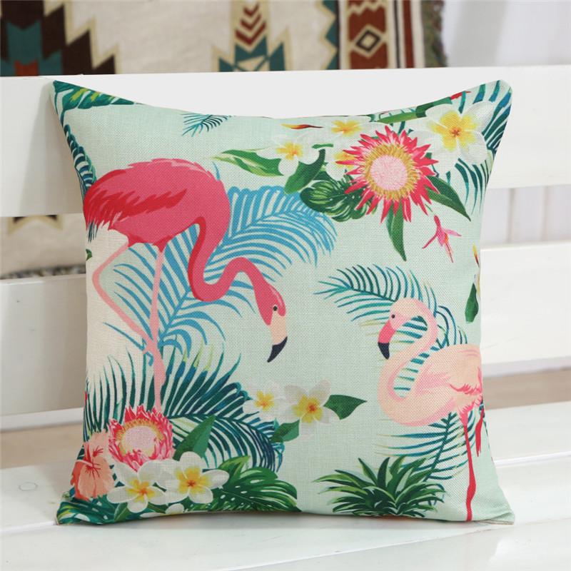

45x45cm Flamingo Flower Plant Printed Sofa Waist Chair Cushion Cover Home Wedding Party Decoration 45x45cm