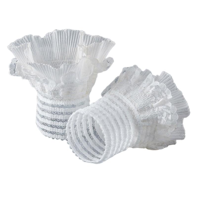

Versatile Elastic False Sleeves Lightweight Ruffled Wrist Cuffs White Woman Sweater Shirt Decor Accessory Breathable 1