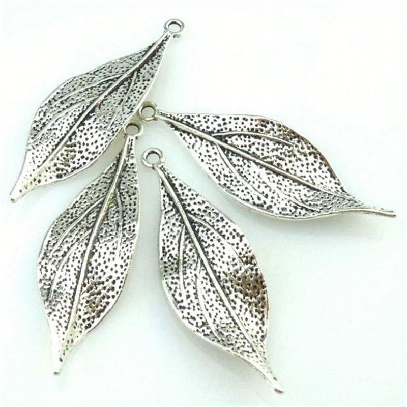 

10PCS Silvery Plant Leaf Charming Pendants DIY Vintage Jewelry for Necklace Bracelet Making Accessaries серебряный
