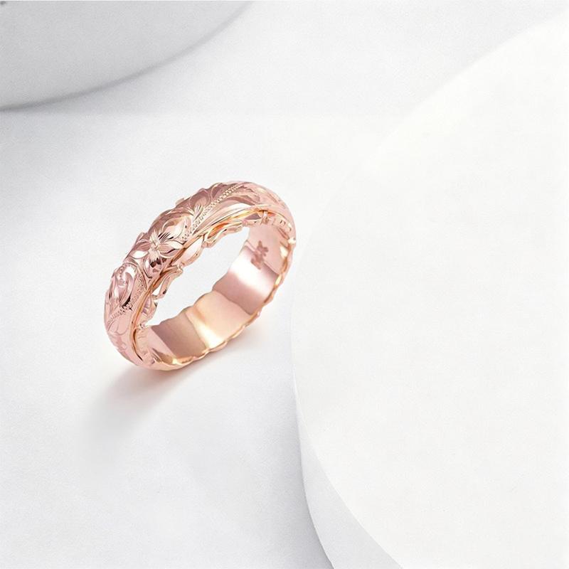 Rose Gold Color Suspended Carved Rose Flower Ring For Women Gold Rings Women'S Jewelry Rings Wedding Anniversary