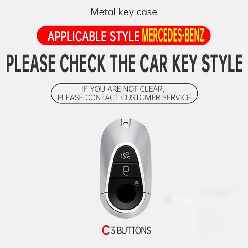 Zinc Alloy Leather Car Key Case For Mercedes Benz C E S-Class Glc W206 W223 W214 E300 C260 C300 S450 S500 S400 Keychain Case