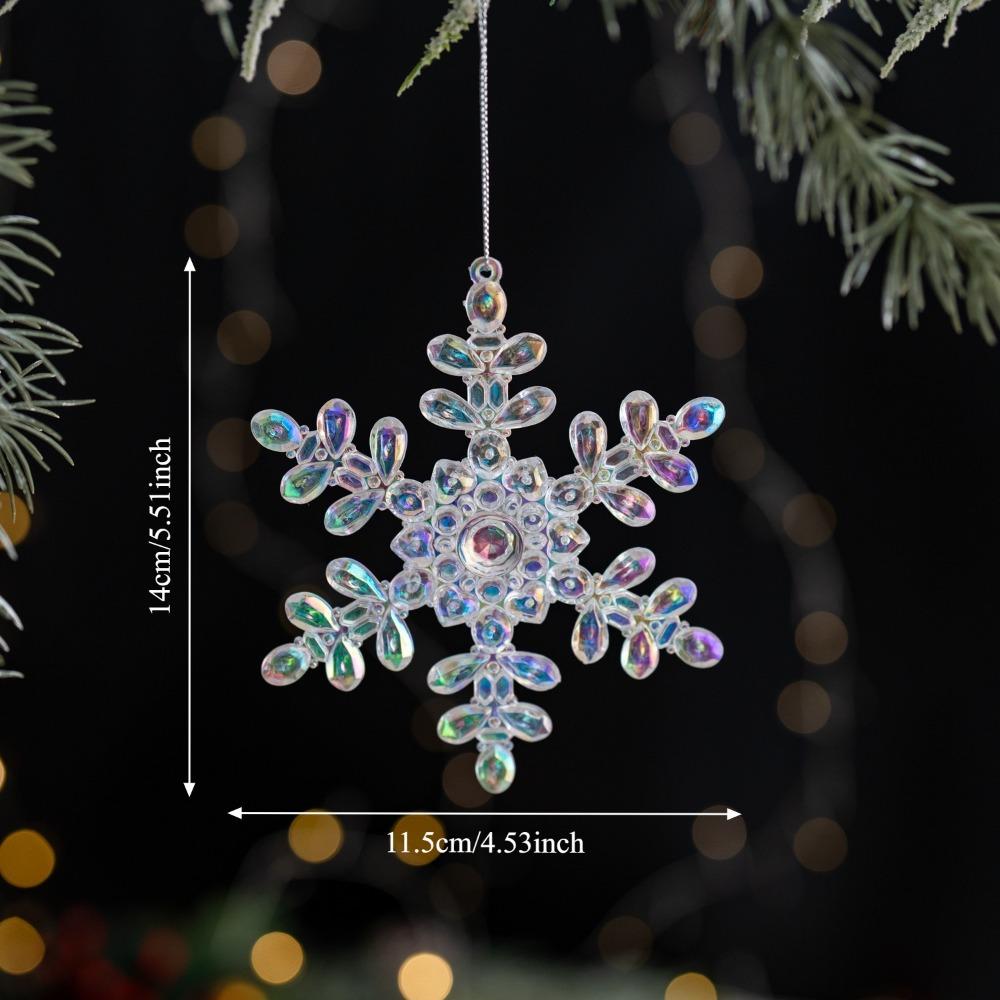 Acrylic Christmas Crystal Pendants Transparent Crystal Clear Xmas Tree Ornament Snowflake Design Glitter Hanging Ornaments