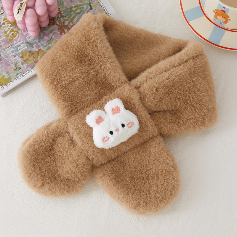 Autumn/Winter Heart Rabbit Children's Scarf - Cute Korean Style Warm Plush Baby Neck Warmer for Girls Cold Protection