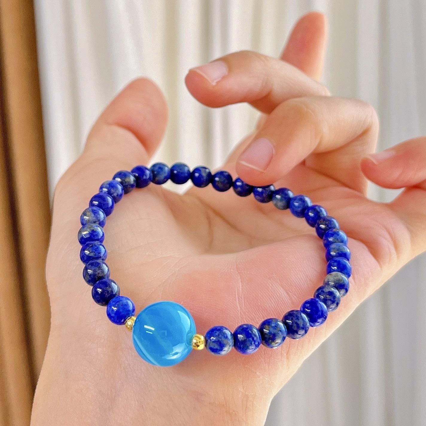 4Mm Autumn And Winter Natural Lapis Lazuli Design Sense Basic Commuter Bracelet Bracelet