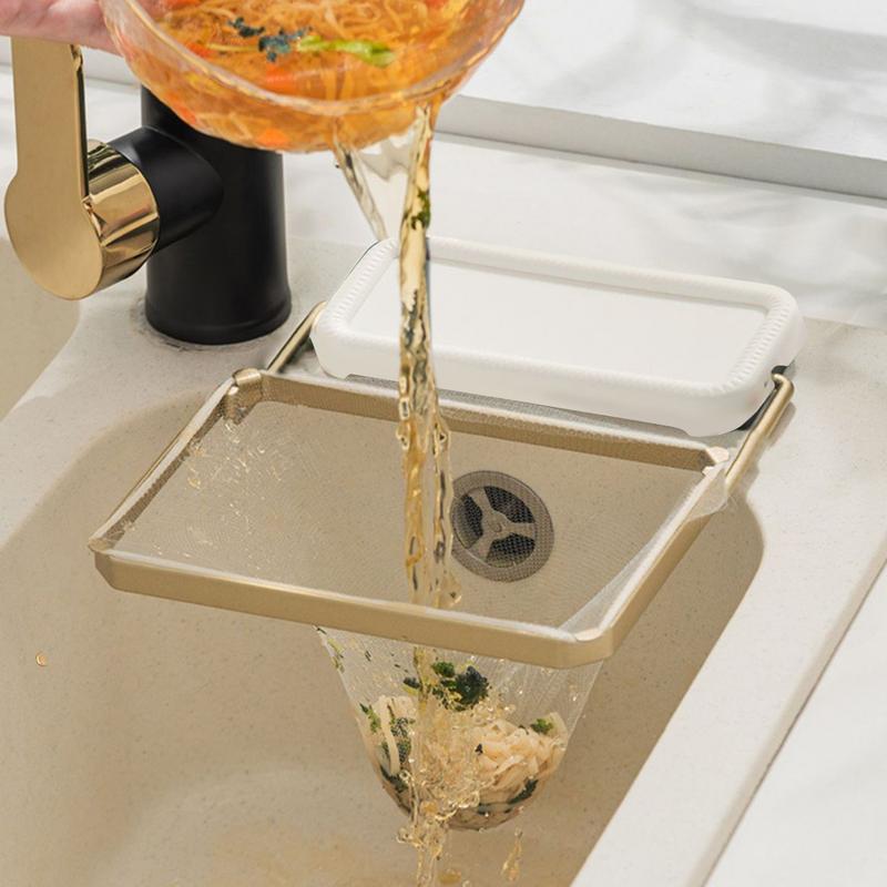 Faltbares Küchenspülbecken-Filtergestell Sieb Netzbeutelständer Abfall Müllnetzregal Verstopfungsschutz Einweg-Müllnetzbeutel