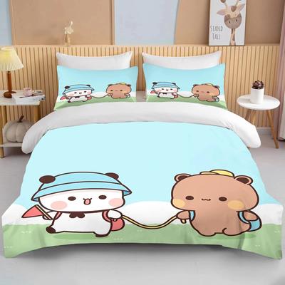 Bubu Dudu Dibujo Animado Lindo Oso Kawaii Regalo de Navidad King Twin Doble Juego de Ropa de Cama para Niños Funda Nórdica de Microfibra o Poliéster