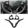 For Honda Vezel HR-V 2014 -  ABS Carbon Fiber Car Steering Wheel Button Frame Decoration Cover Trim Accessories Interior
