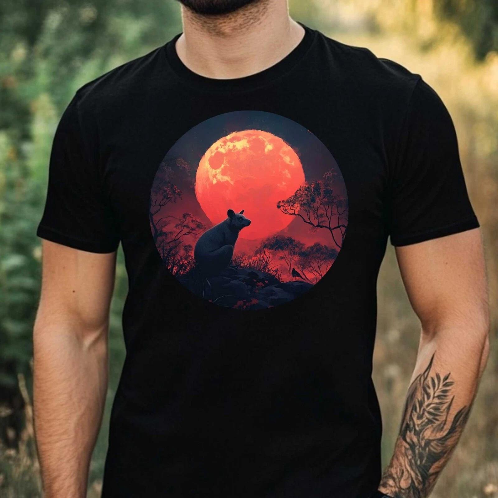 T-Shirt Herren Känguru im Mondlicht Motiv Baumwolle Größe XS bis 5XL XL