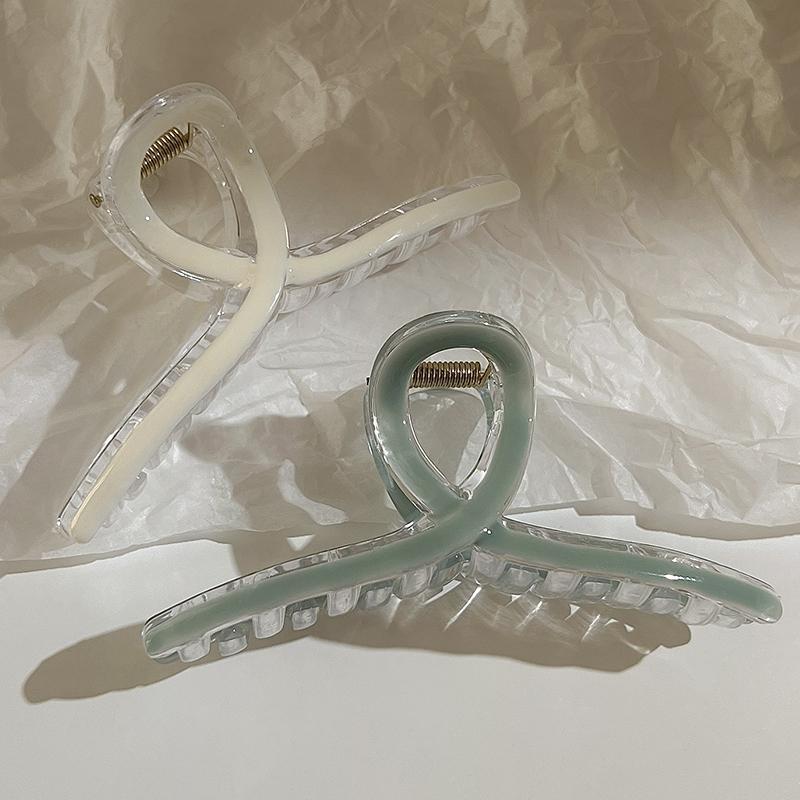Fermaglio trasparente grande testa femminile design con spillo fermaglio a squalo molla fermaglio per capelli primavera estate