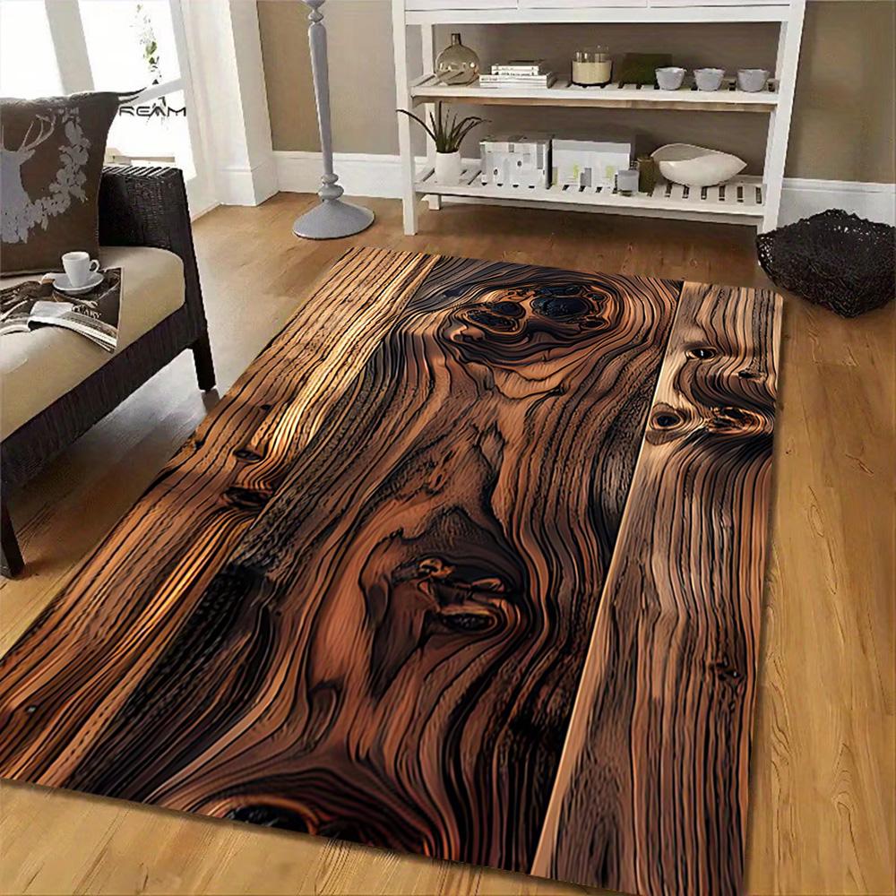 Wooden Wall Paneling Texture Decoration,Carpet,Living Room,Bedroom, Non-slip,Square rug