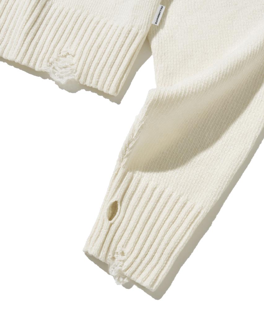 FILLUMINATE (W) Damaged Velvet Crop Knit - Ivory