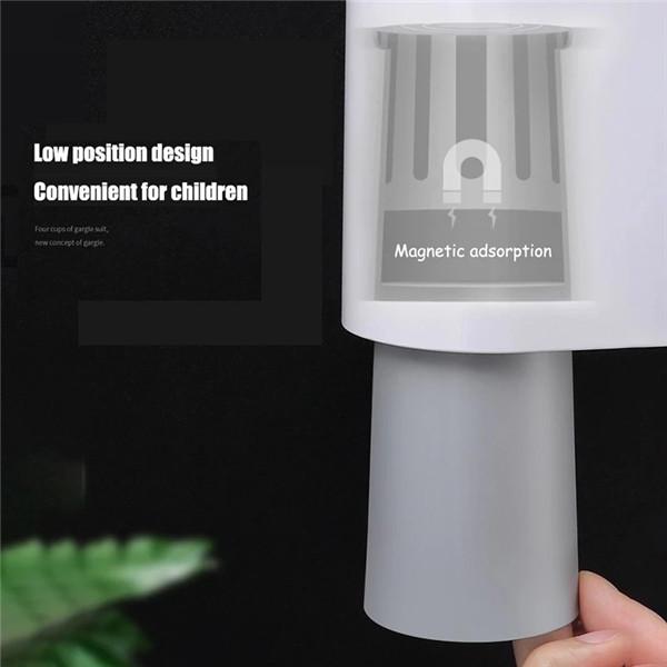 Toothbrush Holder Wall Mounted Automatic Toothpaste Dispenser Magnetic Toothpaste Squeezer Whit 4 Cup