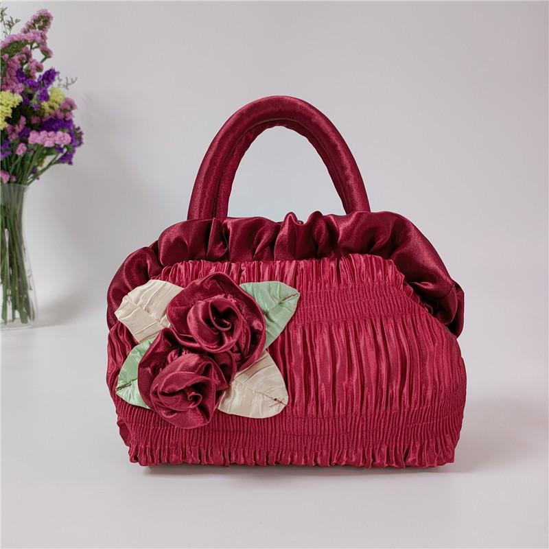 Korean Style 7-Inch Floral Handmade Evening Handbag & Coin Purse