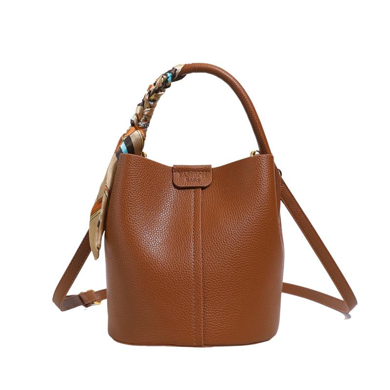 Fashion handbag, foreign style bucket bag, women's spring new textured shoulder bag, foreign style popular messenger bag