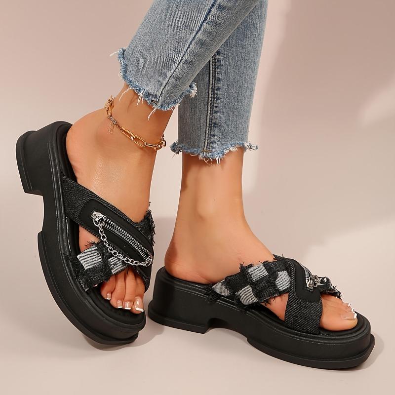[Summer Style Sandals] Women's Thick-Soled Sandals | New Summer Style, Slip-On Outdoor Beach Shoes, Versatile And Fashionable Soft-Soled Sandals