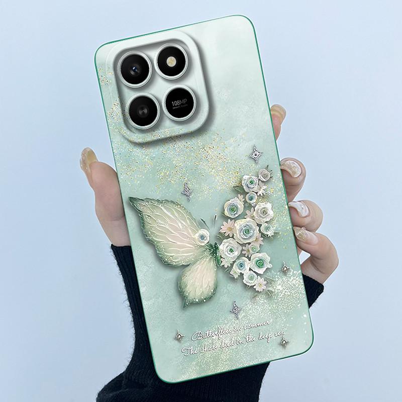 Case For Honor X7d Cute Panda Sweet Girls Cats Liquid Silicone Soft Back Cover For Honor 400 Smart 5G Bumper Protective Casing