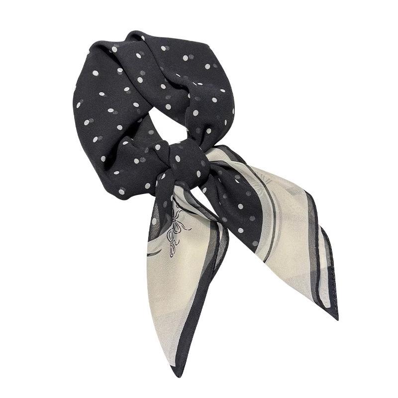 100% Mulberry Silk 65 Silk Double Crepe Retro Polka Dot Square Scarf Women's Spring Summer Thin Elegant High-end Gift Silk Scarf