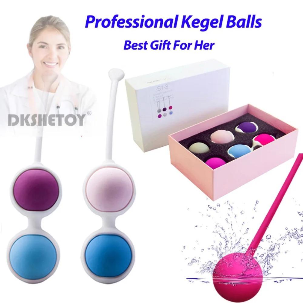 4-Pack Silicone Kegel Balls for Women - Vaginal Tightening, Pelvic Floor Exercise, Body-Safe Weighted Vaginal Weights, Kegel Trainer Sex Toy