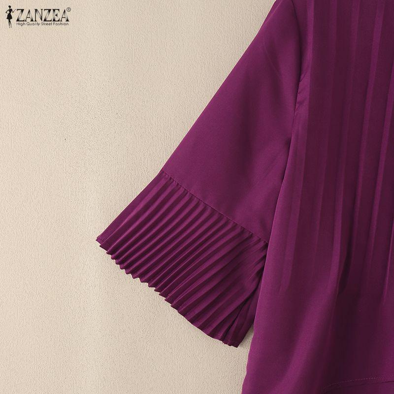 ZANZEA Women Casual Round Neck Flare Half Sleeve Loose Blouse