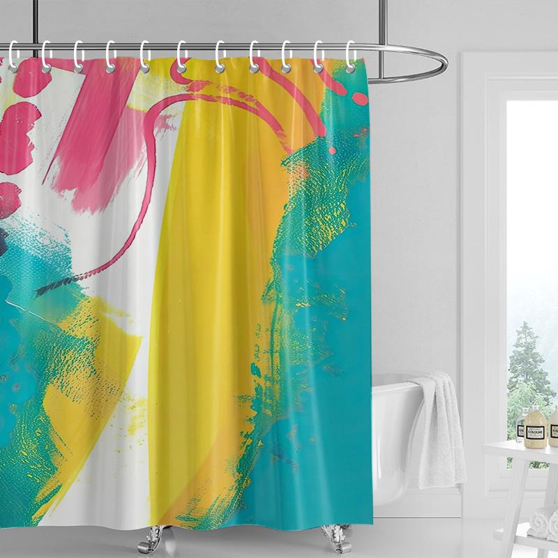 

Abstract Watercolor Shower Curtain - Blue & Purple Brushstroke Design, Waterproof with Grommets, Modern Bathroom Decor 90x180cm