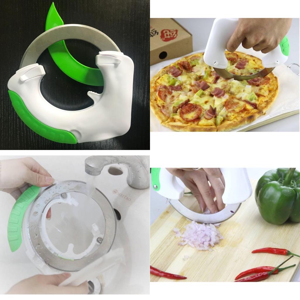Round Shape Kitchen Cutter With Pp Handle And 420 Stainless Steel For Slicing Meat Vegetables
