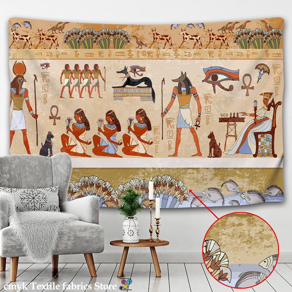 Golden Ancient Egypt Tapestry Wall Hanging Old Culture Printed Hippie Egyptian Tapestries Wall Cloth Home Decor Vintage Tapestry
