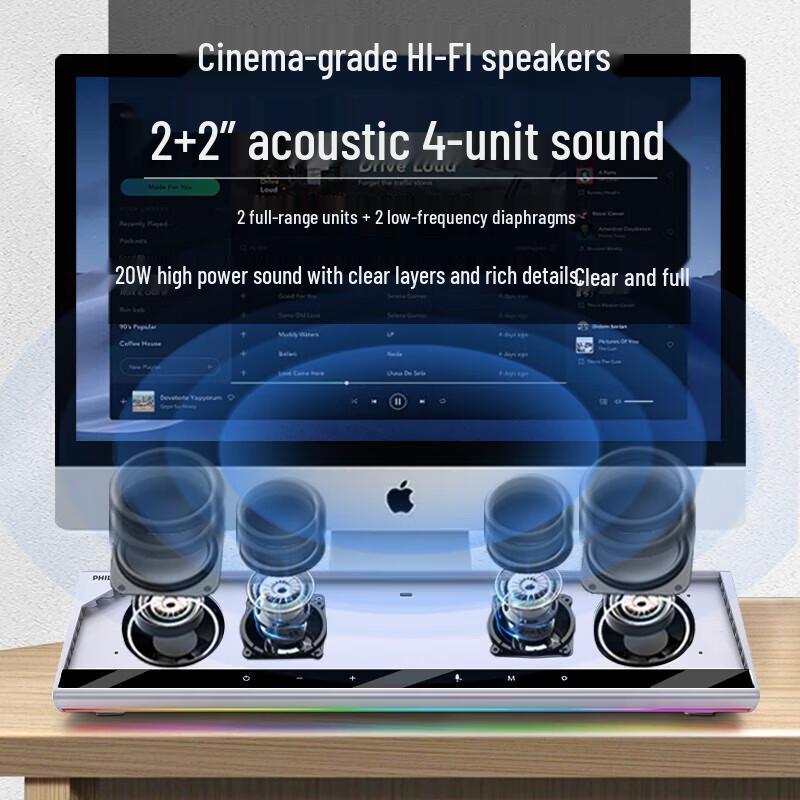 Philips SPA5508 Bluetooth Desktop Computer Speakers with Microphone