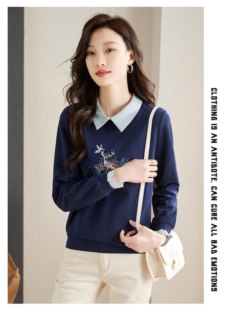 Spring 2025 Women's Two-Piece Look Sweatshirt - High-End Autumn/Winter Fashion