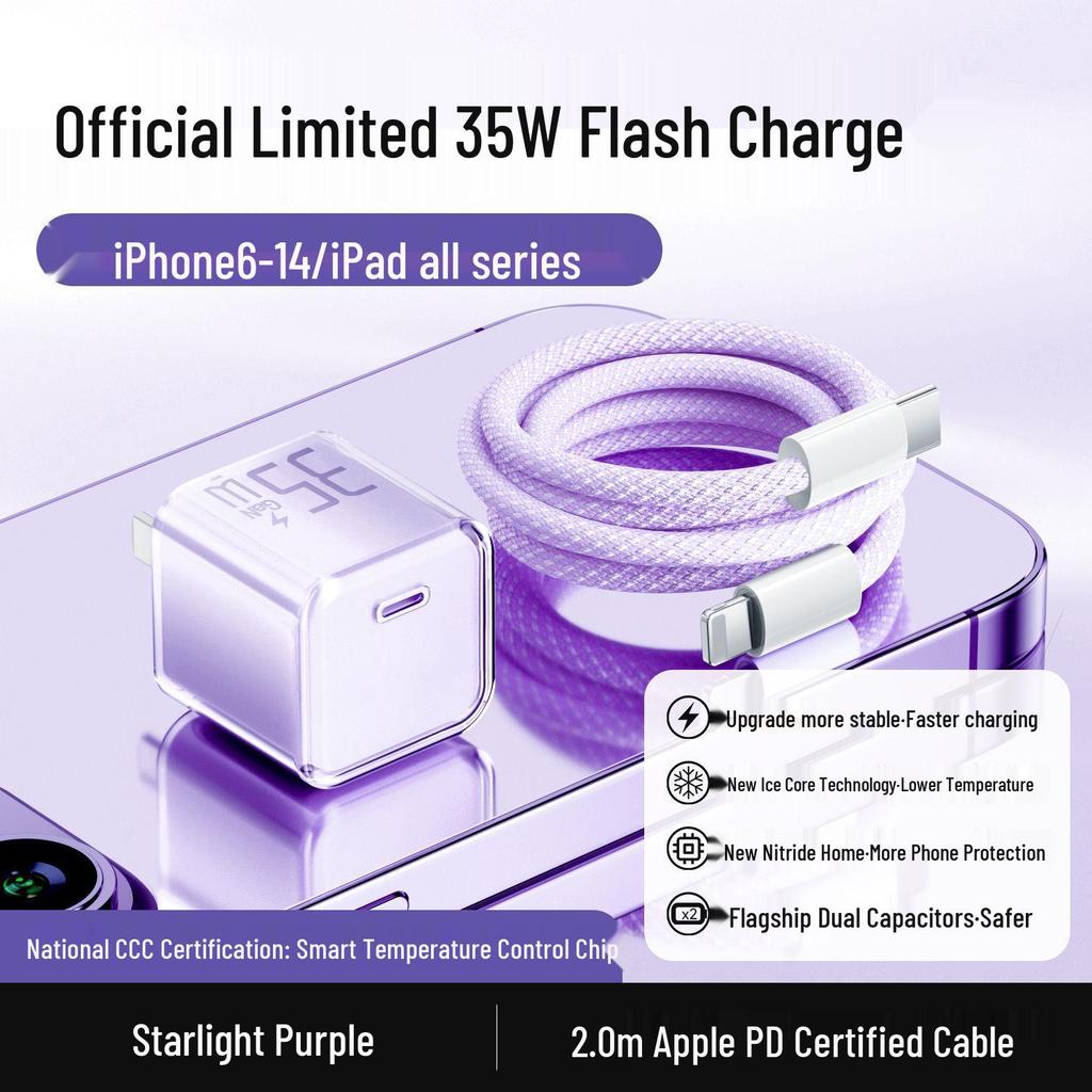 Compatible with Apple iPhone 16 Pro Max, 15 Plus, 13 - Genuine PD Fast Charging Ice Cube Charger Head