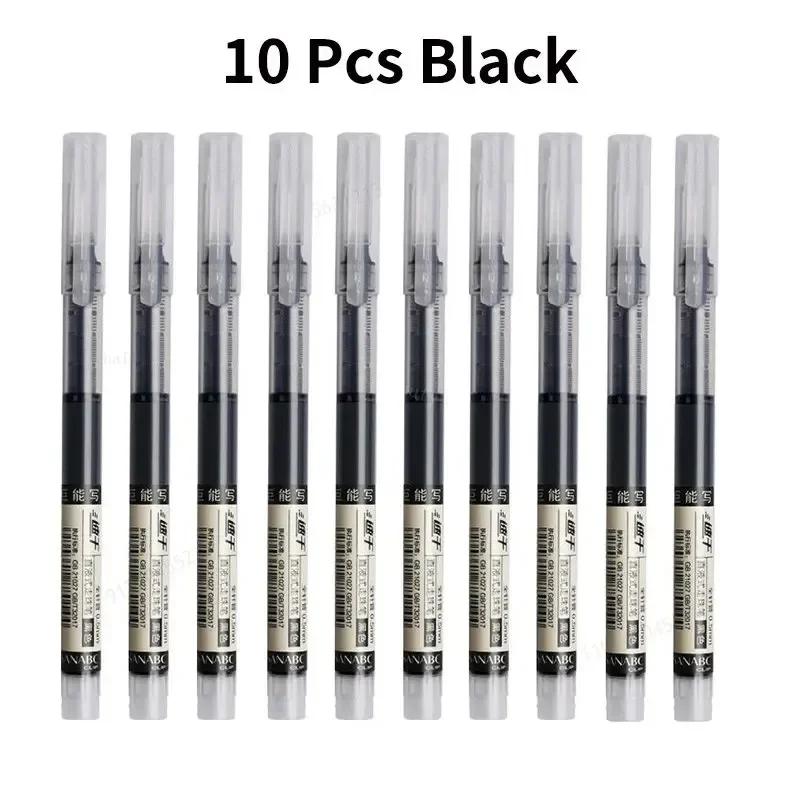 10pcs/set High Quality Needle Type Gel Pens Straight Liquid Ballpoint Pen Kawaii Stationery School Office Accessories 3 colors