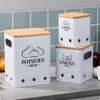 3 Pieces Square Canister Set Carbon Steel Vented Storage Canisters Ventilated Wood Lid