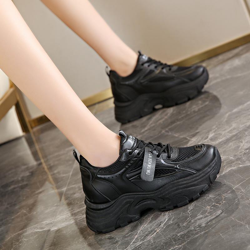 

Женские кроссовки на толстой подошве, новая весенняя обувь 2025 года, белые туфли, популярные женские спортивные туфли для отдыха и путешествий 40 чёрный