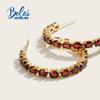 Orecchini grandi con pietre preziose naturali di granato rosso, gioielli in argento sterling 925 per ragazze, il design della moda sembra semplice e attraente
