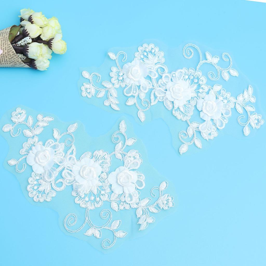 High-Grade Car Bone Lace Three-Dimensional Flower Embroidery Flower Decal Material Clothing Decoration Accessories Flower Piece