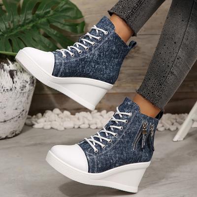 Women Sneakers Season Thick Soled Casual Ankle Boots Comfortable Versatile Canvas Shoes for Ladies Height Increase Shoes Women